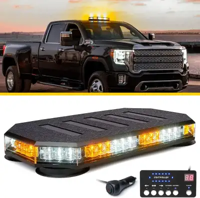 LUMENIX 42 LED Roof Top Strobe Beacon Light Bar Hazard Warning Emergency Flashing Plow Lights with C...