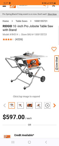 Rigid 10" table saw with stand