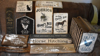 HUGE LOT OF HAND-PAINTED SIGNS ON RECLAIMED WOOD
