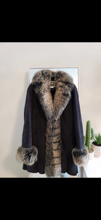 Fox fur suede half coat "HARDY AMIES " brand
