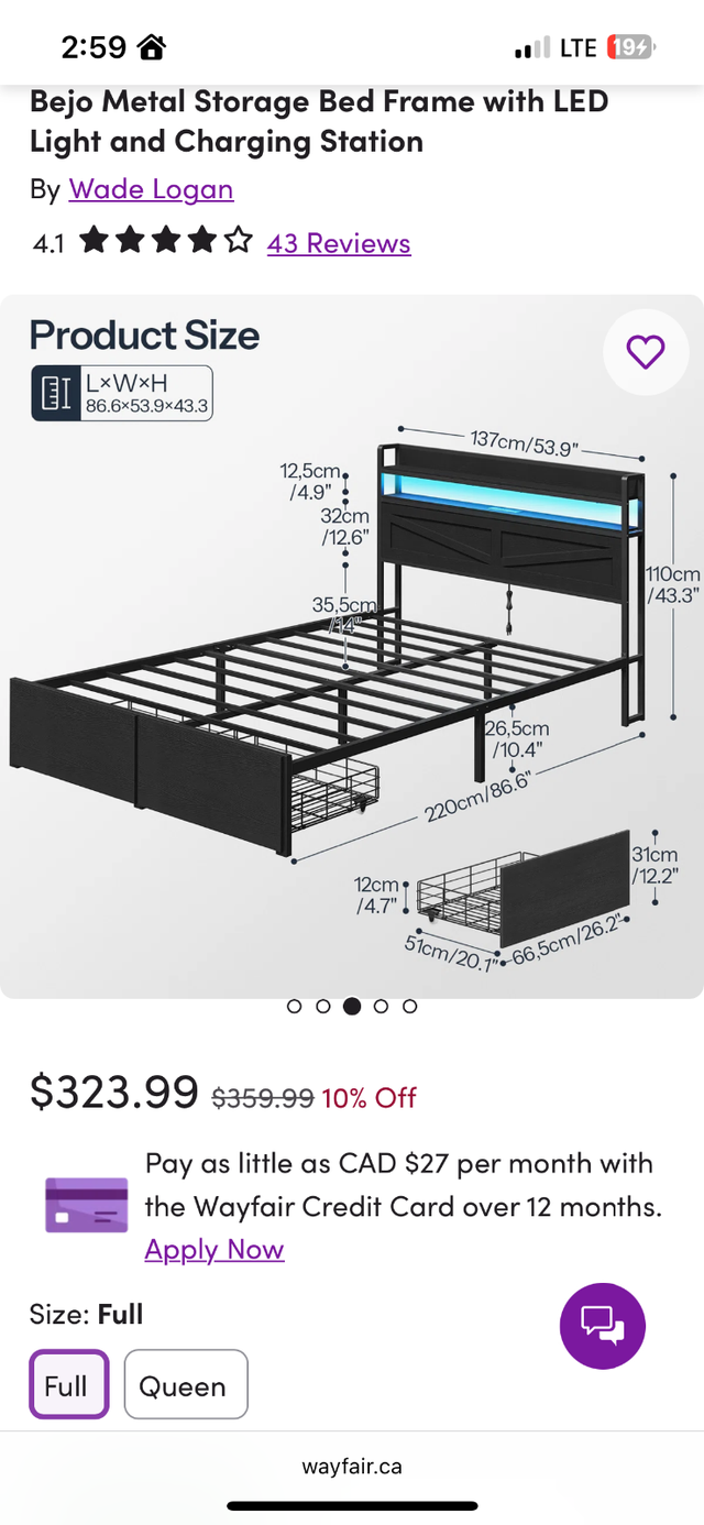 Full/ Double Bed Frame and 8 inch plush mattress in Beds & Mattresses in Delta/Surrey/Langley - Image 4