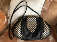 BLACK LEATHER PURSE WITH GOLD ACCENT