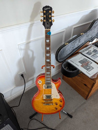 Epiphone Les Paul Ultra 2 electric guitar with amp and mixer. 