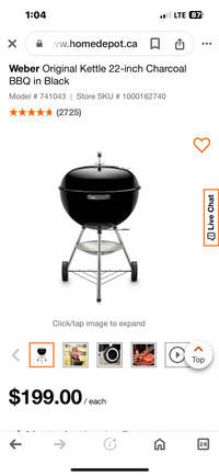 Weber Charcoal Grill -22”