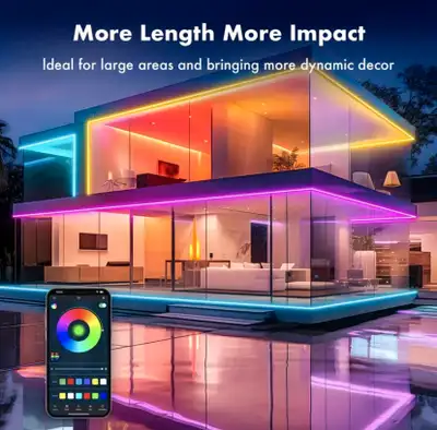 NEW 50 ft indoor outdoor smart lighting led strip, View more