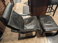 Leather Poang Chair with Foot Rest