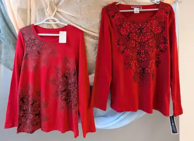 Two Stunning Women's Tops in Red, Two For $40. Brand New, Size L, View more