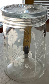 Etched Glass Vase with Lid