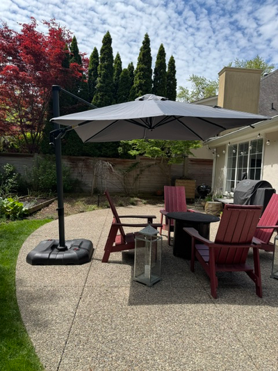 diameter of patio umbrella Blue 9ft Motorized Patio Umbrella with Remote