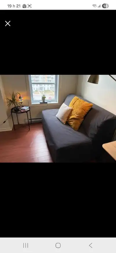 Je vends ce sofa-lit pratique et confortable, idéal pour petit appartement, bureau ou chambre d’amis...
