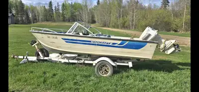 Nice shape for the age 16 foot Starcraft SS-160 Super Sport Aluminum Fishing / Sport Boat Package wi...