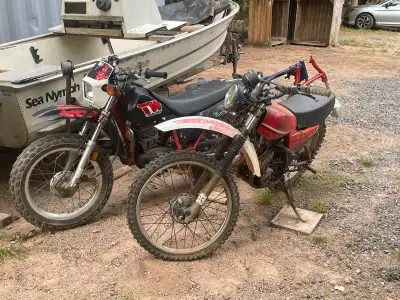 2 Yamaha bikes and a Honda ATC200 87 Yamaha TW200 - $800, complete bike, not running, not seized, no...