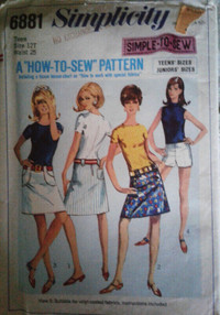 Simplicity 6881 -Teen  Hip hugger skirt from 1966