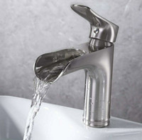 NEW KES Bathroom Faucet, Waterfall, Single Handle,Brushed Nickel