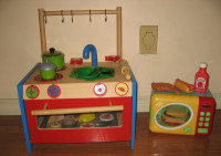 Wooden Mini Kitchen, Wooden Tray, Baking Goodies, Microwave Toy