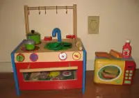Wooden Mini Kitchen, Wooden Tray, Baking Goodies, Microwave Toy
