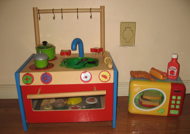 Wooden Mini Kitchen, Wooden Tray, Baking Goodies, Microwave Toy in Toys in City of Toronto