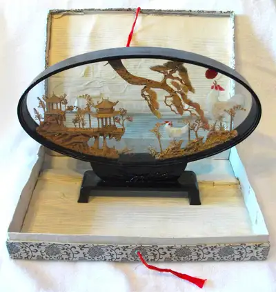 Vintage Chinese Cork Art Diorama., View more