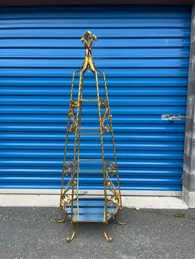 Vintage Gilt Metal and Glass Display Shelf., View more