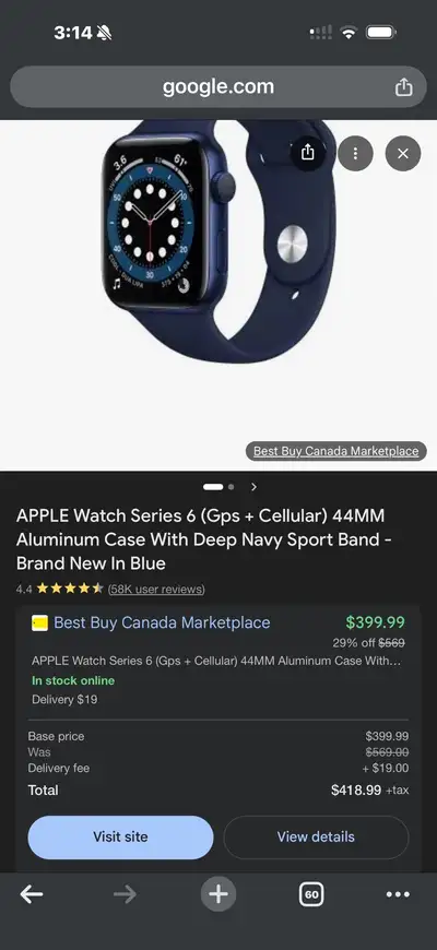 Apple watch series 6 cellular+gps black color, View more