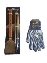 MLB Toronto Blue Jays 3 Pc BBQ Set-Spatula, Grill Tongs & Glove