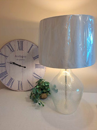 LAMP: XL Large glass lamp with gold lined lampshade NEW $15