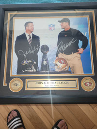 Sign Super bowl photo Harbaugh brothers