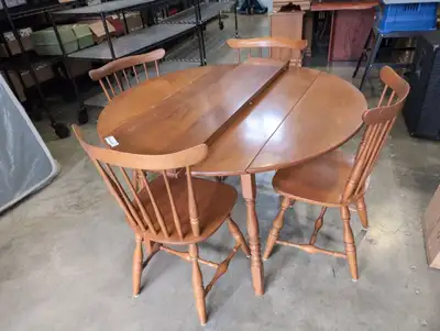 DINING TABLE - 4 CHAIRS - DROP SIDES WITH 2 LEAVESMADE BY VILAS, View more