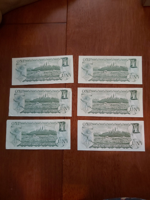 6 B of C 1973 $1 Bills Crow-Bouey AMF/AMG/AMK/AMP/AMS in Arts & Collectibles in Saint John - Image 2