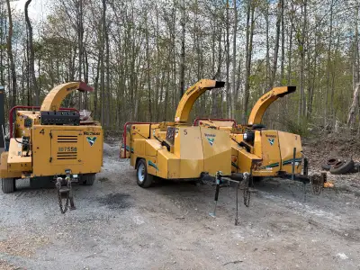 We rent out large wood chippers by the day ,$400 per day. 1-705-623-2111