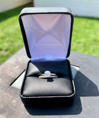Genuine diamond engagement ring and matching band