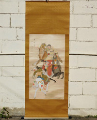 Original Chinese watercolor-on-silk painting scroll