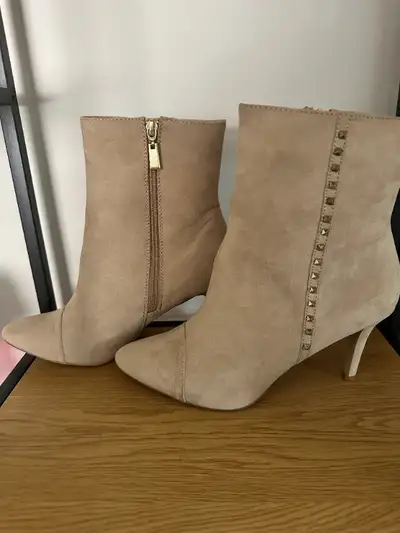 Tan Ankle Boots with Studs, View more