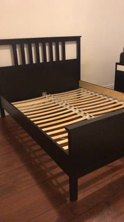 Queen IKEA Bed frame, dark brown stained, Negotiable, View more