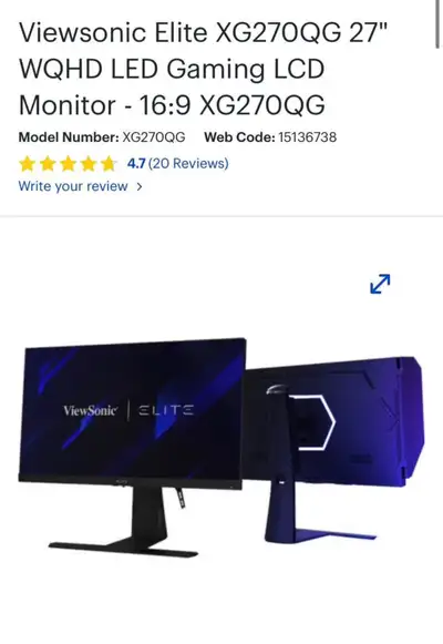 View Sonic 27” Gaming Monitor, View more