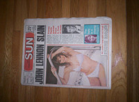 JOHN LENNON SLAIN vintage 1980 Toronto Sun newspaper BEATLES