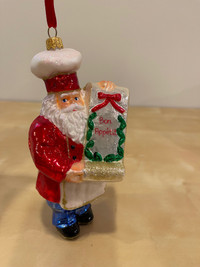 Santa Chef glass Christmas tree decoration about 7-1/2” tall , 