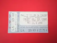 Vintage Phyllis Diller Concert Ticket Stub July 6, 1990