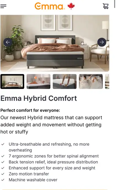 New Emma Hybrid Comfort Queen size mattress. Never opened.