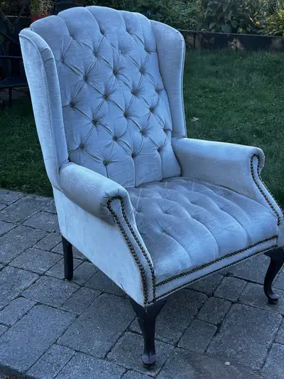 Button tufted, Nail Studded Wing Back Chair, View more