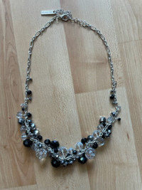 Black Beads & Crystal Necklace