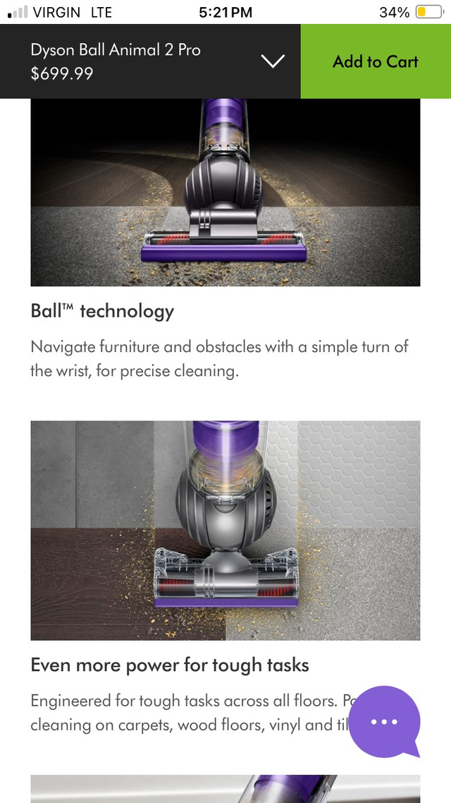 Dyson animal hair vacuum  in Vacuums in Guelph - Image 2