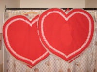 SET of HUGE FABRIC/LACE HEARTS (decor or costume)
