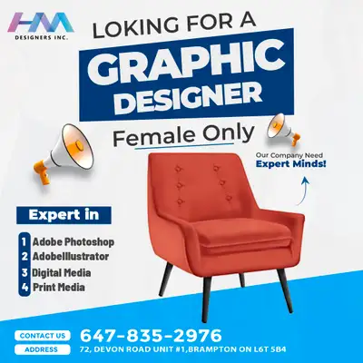 HM Designers Inc. is looking for a creative and skilled female Graphic Designer to join our team in...