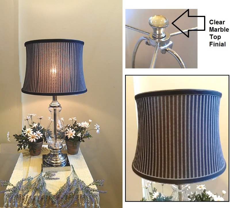 Classy! 1 Clear Glass Large TriLight Table Lamp, BW Shade, H27