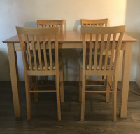 Solid Wood Table with 4 Chairs and Additional Tabletop Cover