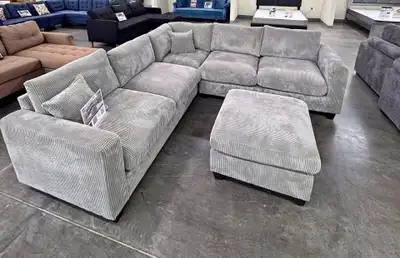 Corduroy Sectional Sofa with Storage Ottoman Now on Sale , View more
