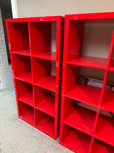 2 IKEA Kallex high gloss book shelves, View more