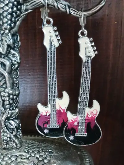 Vintage guitar earrings , View more