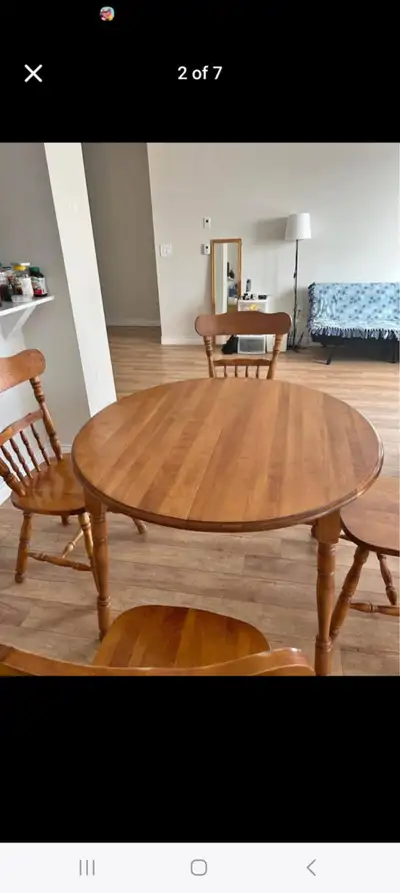 Maple Hardwood Table And Three Chairs, View more